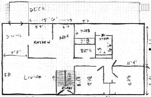 Example of a floor plan graphic created from a hand-drawn sketch